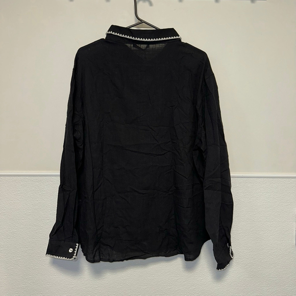 Women's KATE KASIN Blouse Black/White Size 2XL NEW NWT Button Down Plus Size - Picture 12 of 16